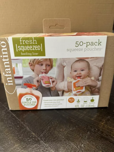 INFANTINO FRESH SQUEEZED-50 Pack Single Use Pouches & Lids
