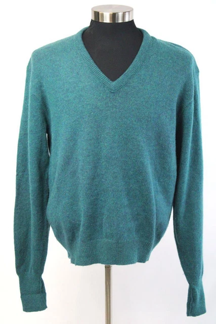 Vintage LORD JEFF Jeff Lamb Sweater V-Neck Virgin Lambswool Green USA Mens Large
