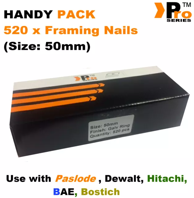 Handy Pack 520 Galvanised Ring Framing Nails for DEWALT Cordless First Fix 2