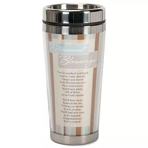 Retirement Blessings Brown Stripes 16 ounce Stainless Steel Insulated Travel Mug
