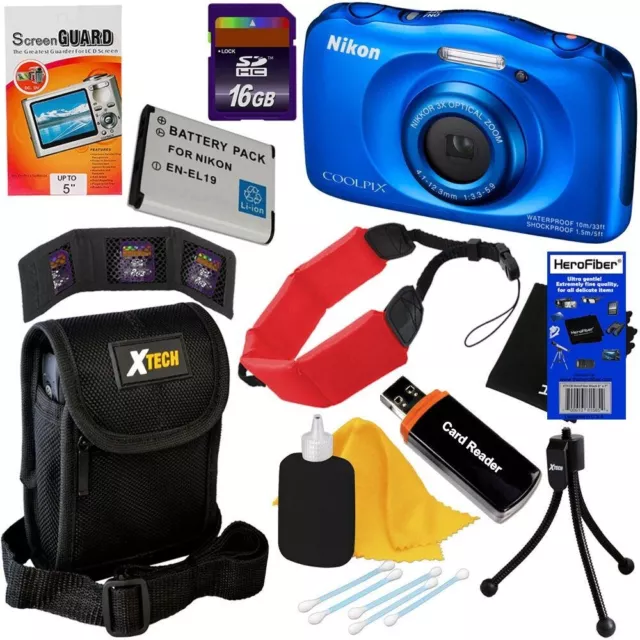 Nikon COOLPIX S33 Impermeable 13.2 Cámara Digital Mp (Azul) + Batería+ 16GB Kit