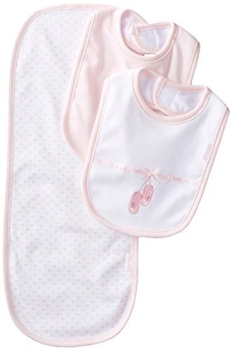 Little Me Baby Girls' 3 Piece Bib and Burp Set Ballerina Pink/Multi Size