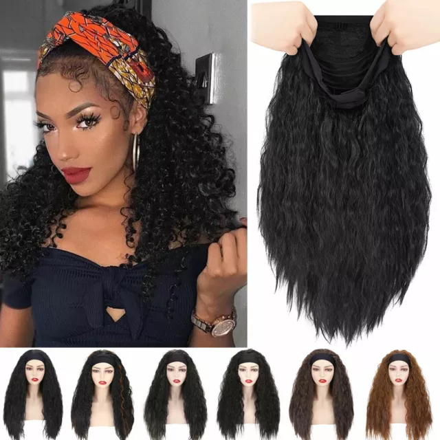 Brazilian Lady Long Curly Wigs Women Party Wavy Hair Headband Wig Cosplay US Hot