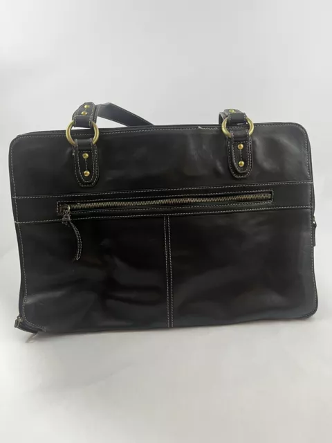 Tignanello Soft Leather Computer/Organizer Shoulder Bag Beige Black