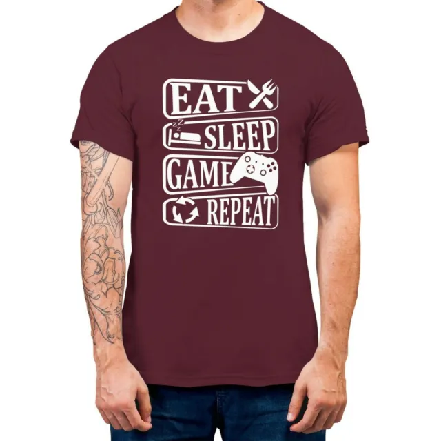 T-shirt uomo Eat Sleep Game Repeat giocatore videogioco divertente 2
