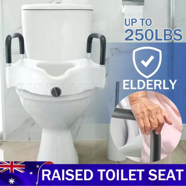 Portable Raised Toilet Seat Raiser Padded Armrest Elderly Safety Elevated Riser