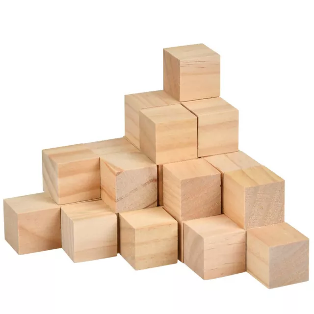 Wooden Cubes Blocks Art Craft Building Model 8mm-80mm Blocks