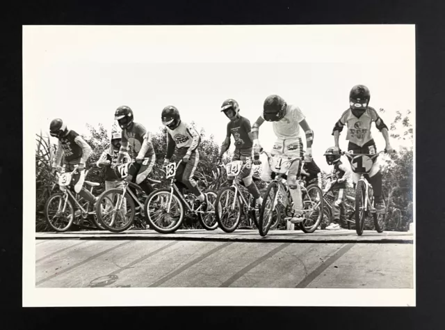 1982 Teenage Boys Motocross BMX Dirt Bike Race Starting Line Up Vintage Photo