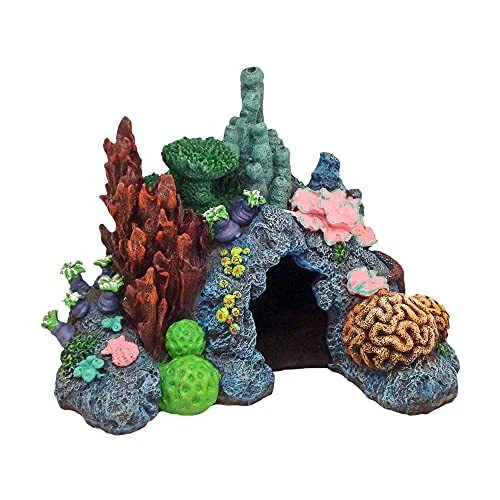 Exotic Environments Caribbean Living Reef Aquarium Mini, 4" X 3.5" X 3.5"
