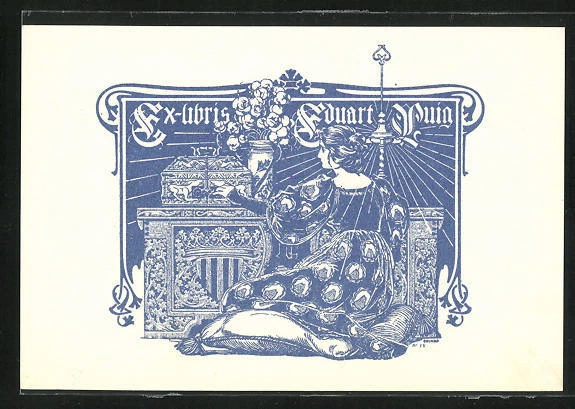Exlibris Eduard Puig, Edeldame greift nach Schatulle