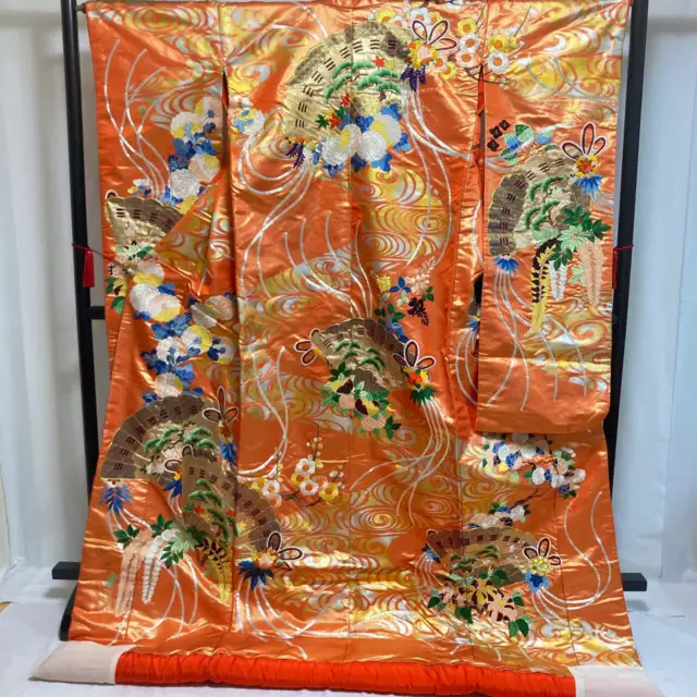 8333# Kimono giapponese vintage Uchikake Abito da sposa in pura seta...