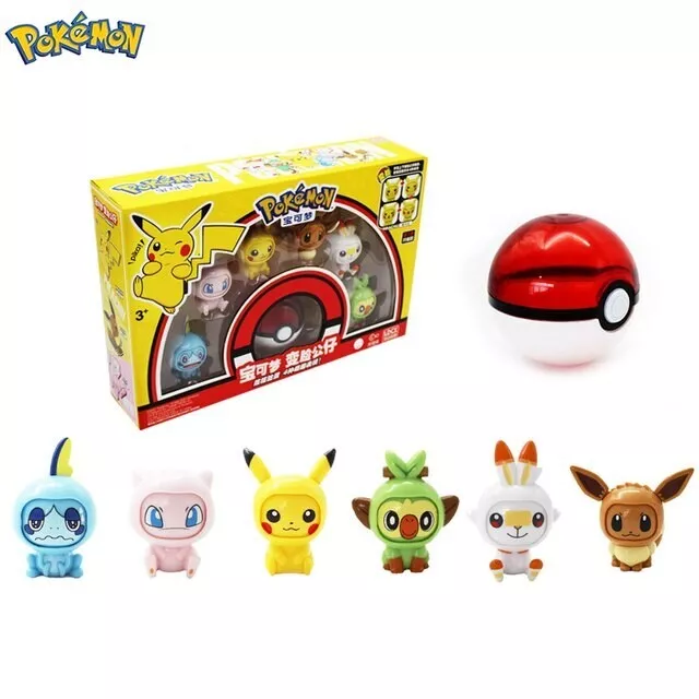 Pikachu Eevee Anime Action Figure  Face Change Figure Balls Model