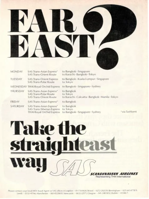 SAS Scandinavian Airlines System 1974 Advertising Vintage Far East?