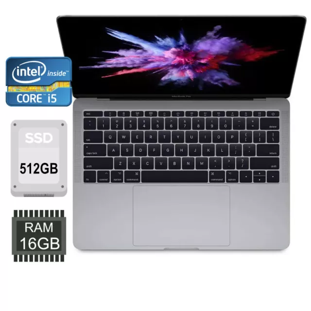$Apple MacBook Pro 13" Batterie Neu 14,1 i5 2,3 16GB RAM 512GB SSD A1708 2017