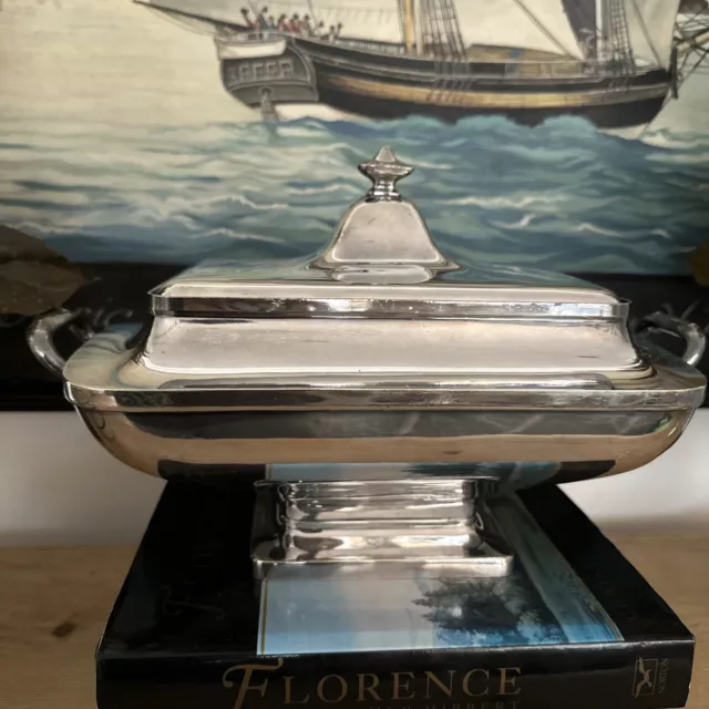 Meriden Britannia Co EP Silver Plate Footed Rectangular Covered Dish Stamped