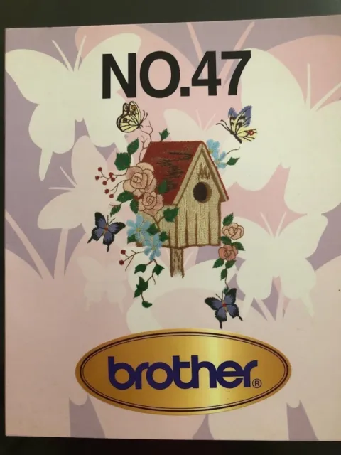 Brother Embroidery Design Card No. 47 Bird Houses Butterflies Floral Flower