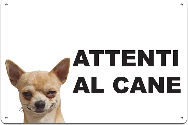 Cartello Attenti Al Cane In Metallo - Dimensioni 20x30 Cm | Segnale Di Sicurezza Per Giardino E Cancelli - Foto 3