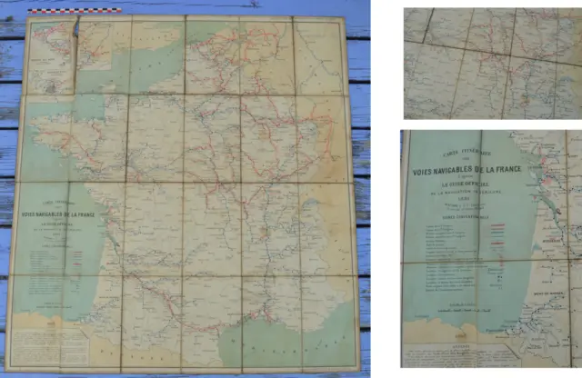 Carte entoilée des voies navigables de France, 1891, Ministère Travaux Publics