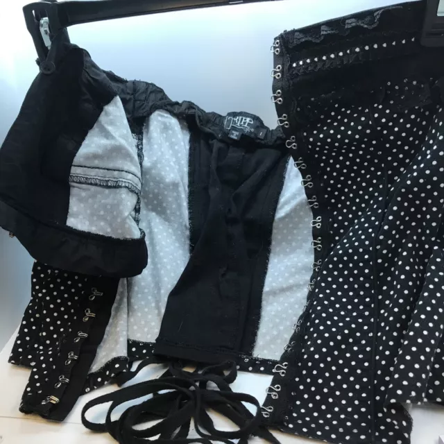 TRIPP NYC BUSTIER Black Polka Dot Lace Up And Hook Corset $55.00 - PicClick
