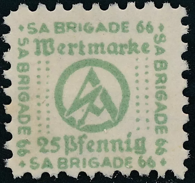 Stamp Germany Revenue WWII Fascism Pre 1933 War Era Brigade 66 Dues 025 MNG