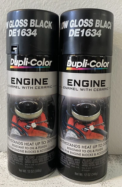 Duplicolor DE1634 (2 Pack), Engine Enamel Paint, Satin Black - 11 oz Aerosol