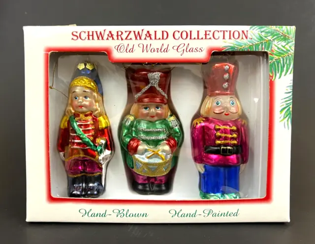 Old World Glass Schwarzwald Collection Hand Blown Glass Nutcracker Ornaments 6''