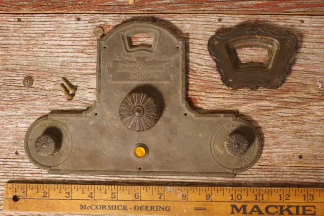 Antique  Freed Eisemann Tube Radio Cover Plate Bakelite Knobs Parts