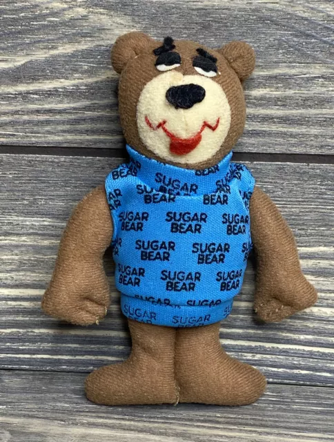 Vintage General Mill Foods Sugar Bear Plush 5” Brown Bear Blue Shirt