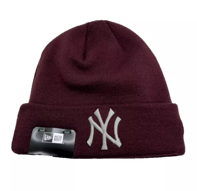 New York Yankees Beanie Essential Cuff Winter Mütze New Era Unisex dunkelrot