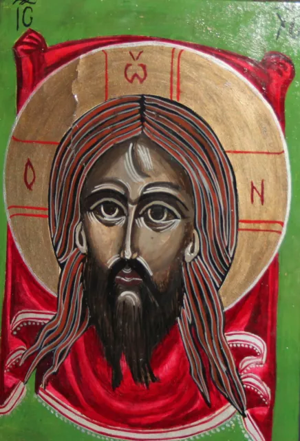 Icono De Temple/Madera Pintado A Mano De Jesucristo