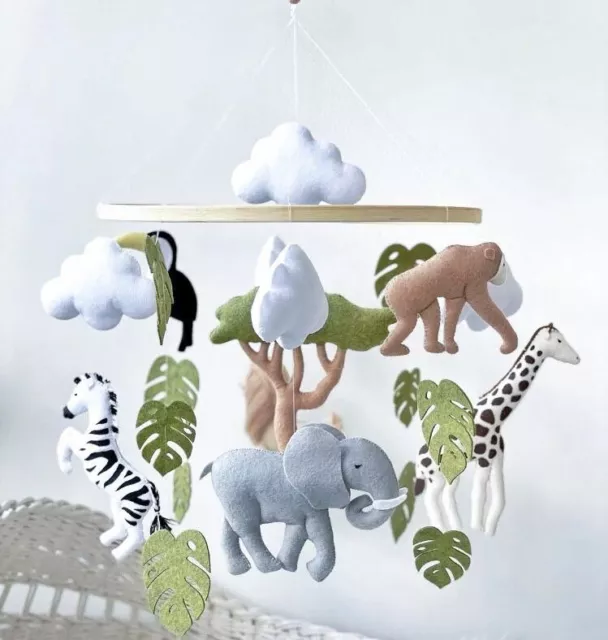Handmade Safari Baby Mobile - Safari Cot Mobile For Newborns - Perfect Gift