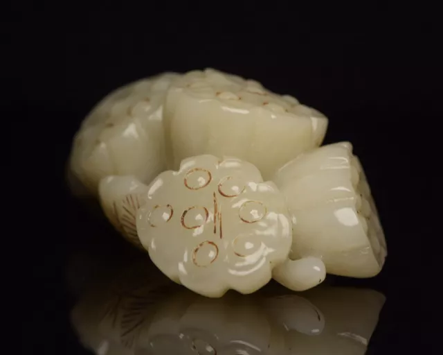 Chinese Natural Hetian Jade Handmade Exquisite Lotus Seedpod Pendants 2052 3