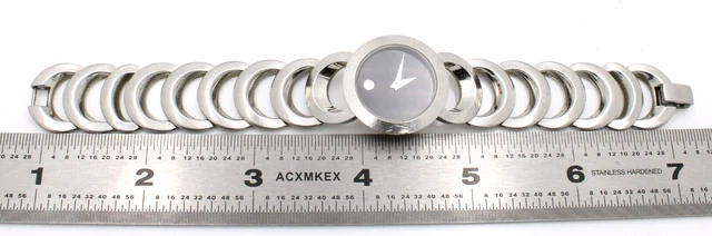 Orologio Da Polso Movado Quadrante Museo Nero Al Quarzo Donna Bracciale A Catena Senza Prezzo Di Riserva Wb1-10 6