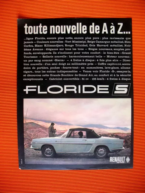 Publicite De Presse Renault Floride Automobile Faite Pour Vous French Ad 1962