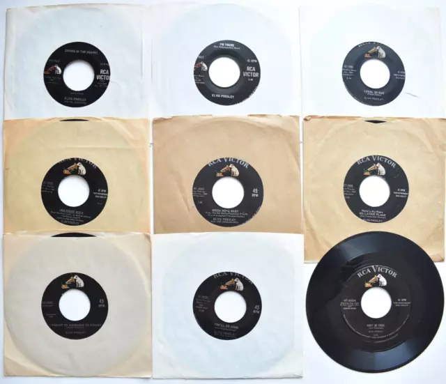 LOT OF 9 ELVIS PRESLEY SINGLE LP VINYL RECORD 1950s ROCK N ROLL GOSPEL VOCAL