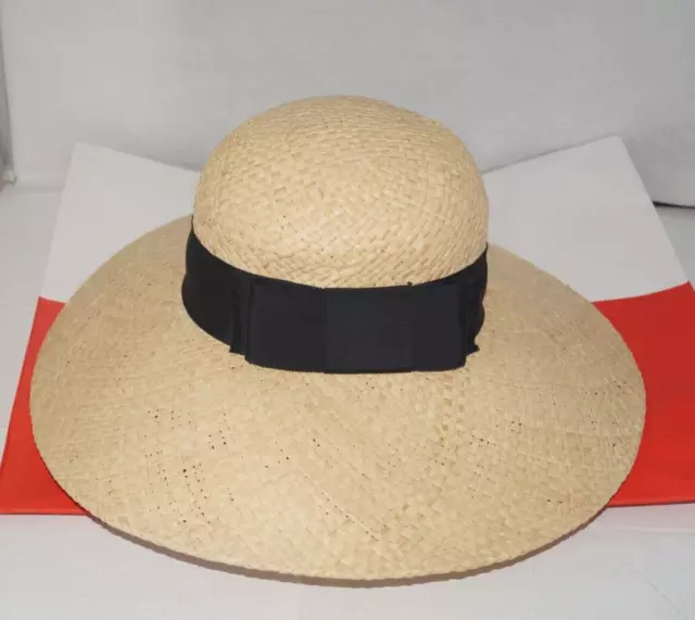 NWT Authentic KATE SPADE NY RAFFIA Flat Top Natural Women's Straw Hat One Size