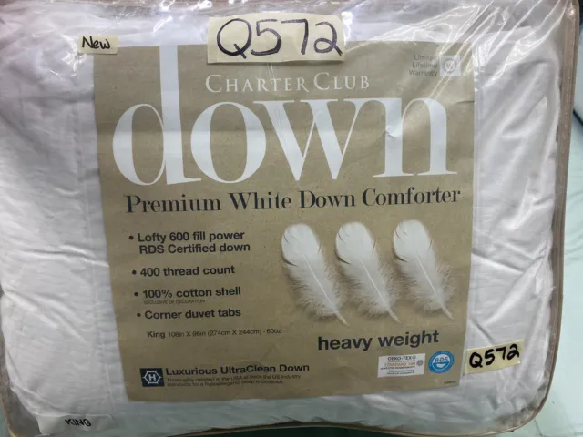 Charter Club Premium White Down King Comforter Heavy Weight New