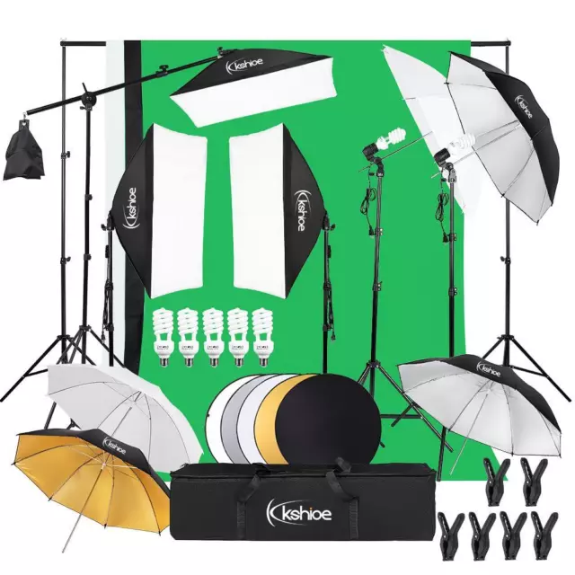 New Photography Studio Backdrop Softbox Umbrella Lighting Kit Background Stand