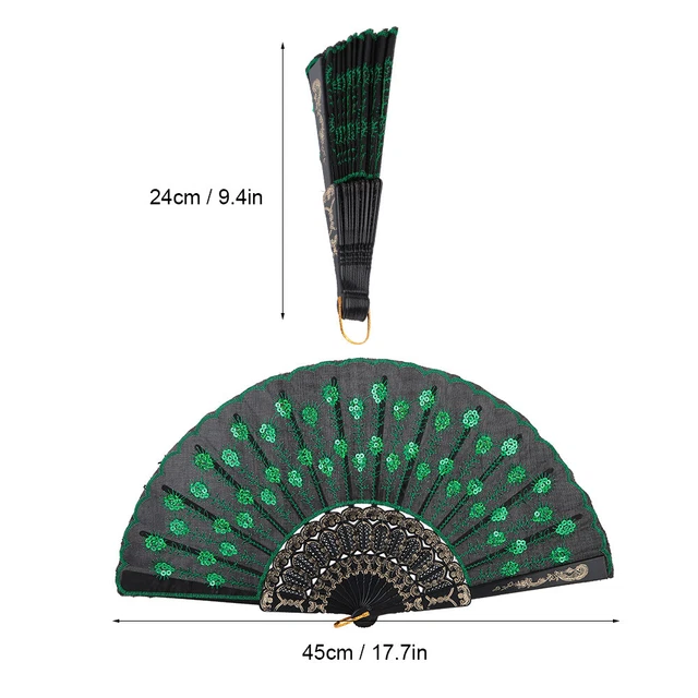 Ventilatore verde 10 pz paillettes pieghevole a mano festa matrimonio regalo oggetti di scena danza casa