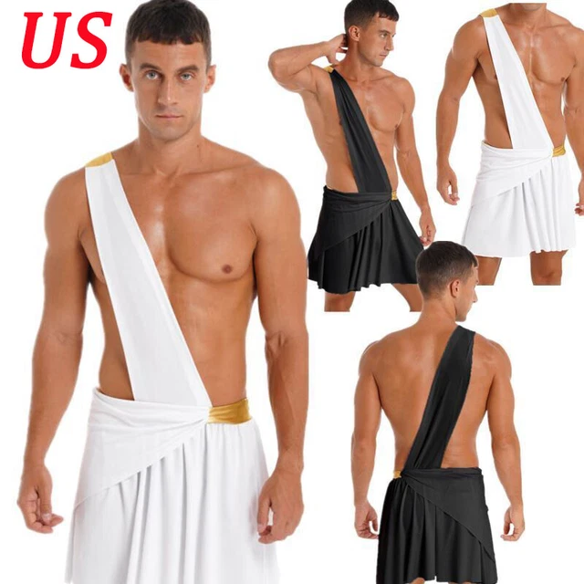 US MEN GREEK God Costume Roman Toga Costume Cosplay Play Halloween ...