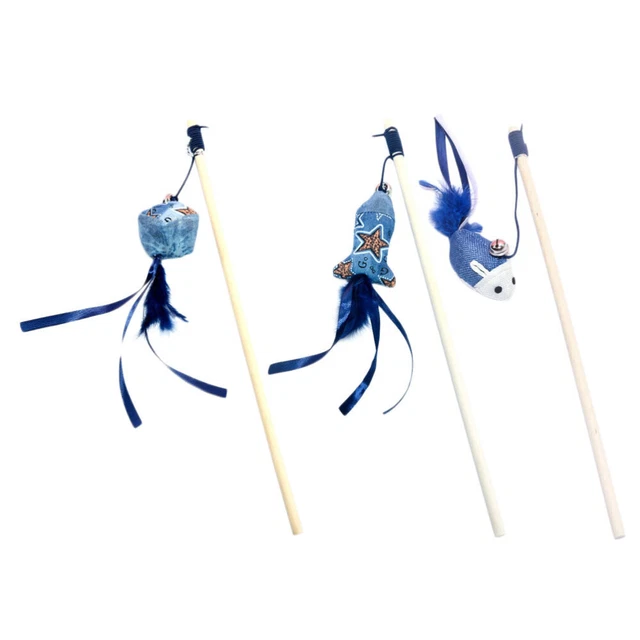 3 Pcs Cat Wand Cat Interactive Toy Blue Toy Kitten Toys Cat Toy