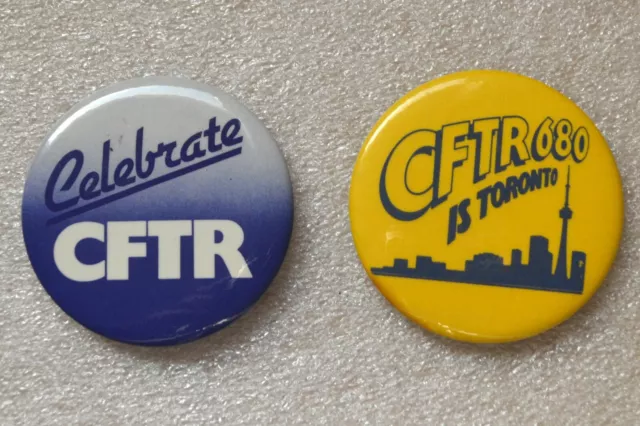 CFTR 680 AM Radio Station Toronto Lot of 2 LOGO METAL BUTTONS ÉPINGLETTE