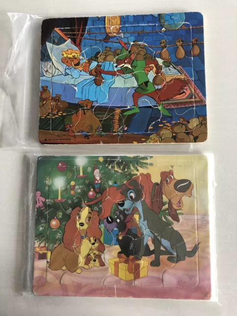 Lot 2 PUZZLE Rare Walt Disney Robin des bois + La Belle et le clochard - Nathan