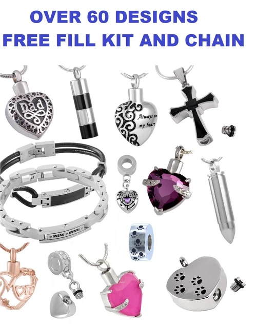 Cremation Jewellery Ashes Pet Dog Urn Pendant Keepsake Memorial Necklace Locket