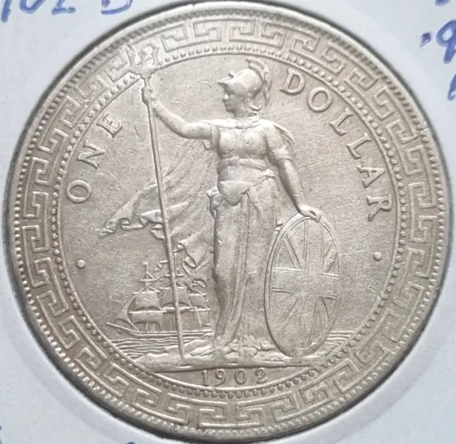 1902-B Great Britain: Silver Trade Dollar 90% - Edward VII / Britannia - Bombay