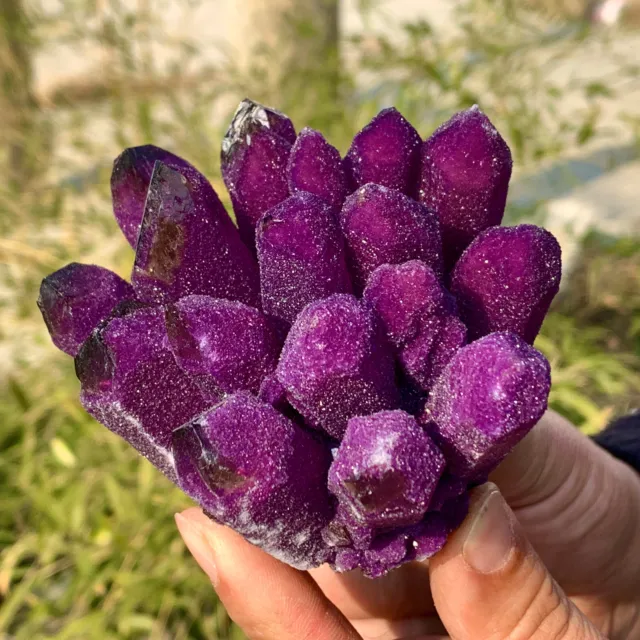 407G New Find purpl Phantom Quartz Crystal Cluster Mineral Specimen Healing 2