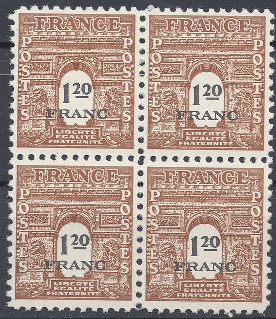 Arc De Triomphe N°707 Bloc De 4 Neuf ** Luxe Gomme D'origine Mnh
