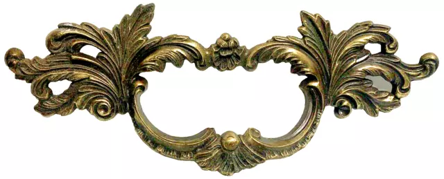 Antique Brass French Victorian Reclaimed Drawer Pull, Ornate Large Design (FF1)