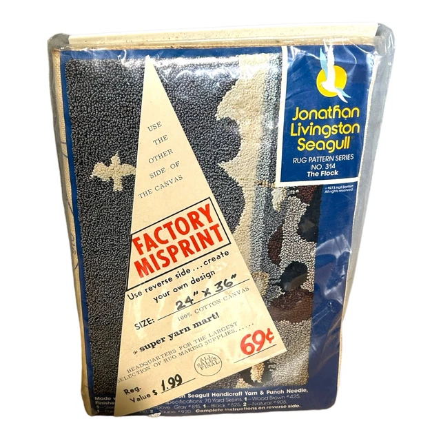 Patrón de alfombra vintage de gaviota Jonathan Livingston 24""X36"" con aguja perforadora artesanía