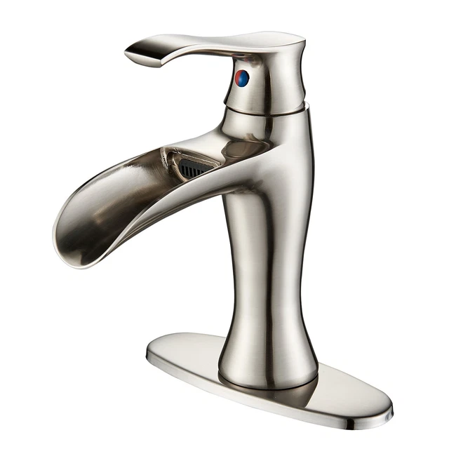 Waterfall Bathroom Sink Basin Faucet Single Handle Vanity Mixer Brushed Nickel